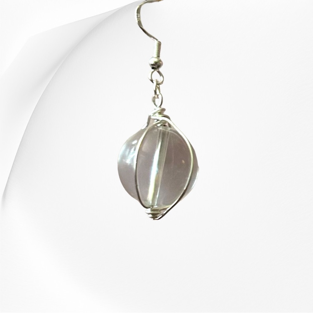 Hand Crafted Earrings Quartz Pendulum Scry Point Crystals Long Dangle Pierced - Picture 5 of 7